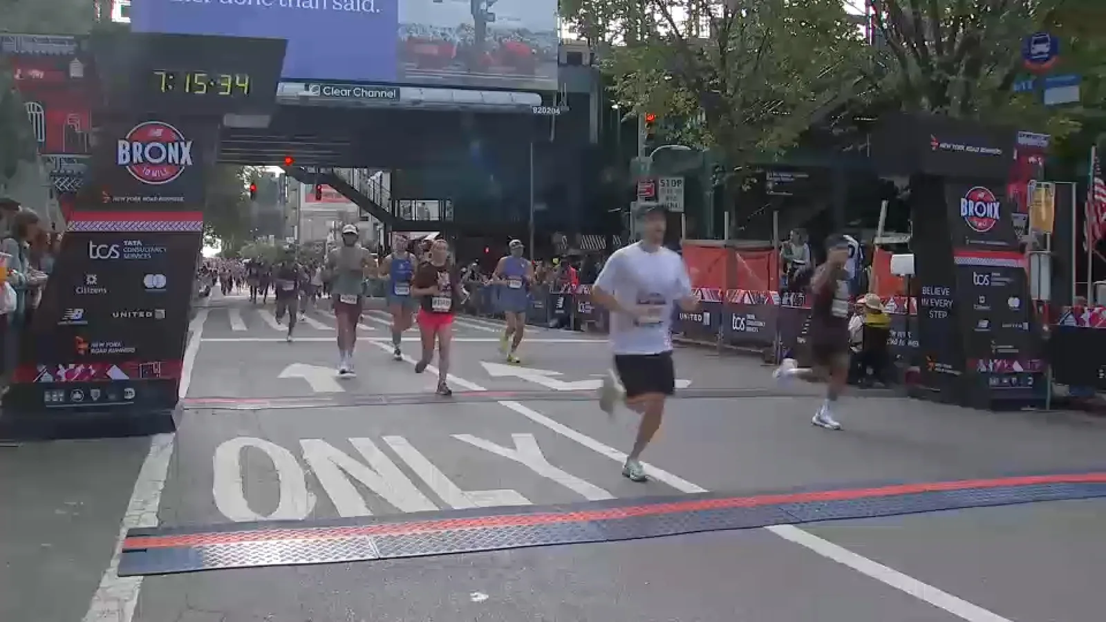 Runners take off near Yankee Stadium during the New Balance Bronx 10 Mile in the Bronx