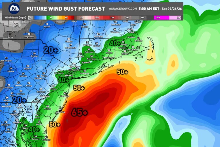 Weekend Nor’easter to Bring 65 MPH Offshore Gusts and Up to 5 Inches of Rain Along the East Coast This Weekend