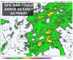 Cold Front Brings Rain Chances to Alabama Mississippi and Georgia by Next Weekend as Another Surge of Cooler Air Arrives Around October 6