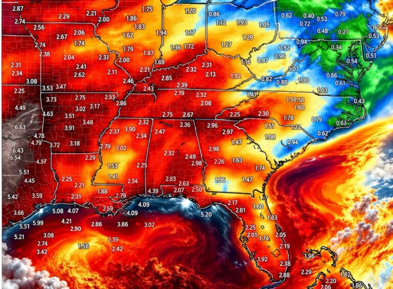 Heavy Rain Targets Texas and Oklahoma With 5 to 7 Inches Possible by Next Weekend as Louisiana Mississippi and Alabama Also Face a Soaking
