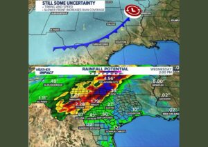 A Fall Cold Front Brings Slightly Cooler Highs Into the 80s and Much Increased Rain Chances Across Much of Central Texas Next Week