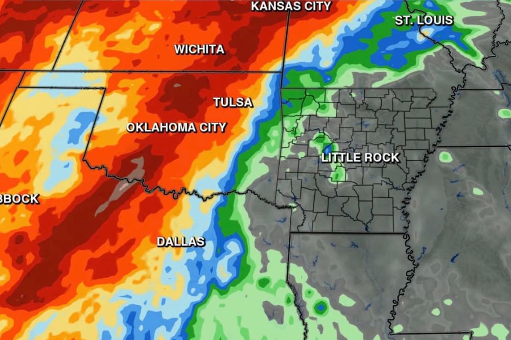 Arkansas Rain Chances Remain Very Limited Through Thursday as Upper 80s and Low 90s Return Amid a Stalled Front and Distant Hurricane