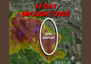 DFW Airport 67 Day Drought Finally Ends This Evening as Measurable Rain Falls Marking the End of the Second Longest Dry Streak
