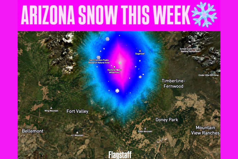 Early Fall Storm Brings Snow to Arizona San Francisco Peaks Near Flagstaff Through Tuesday Night as Flood Watch Covers Most of the State