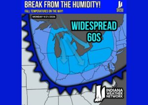 Fall Air and Widespread 60s Set to Break the Sticky Humidity Across Indiana and Much of the Midwest by Monday September 21