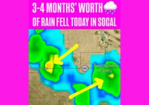 Heavy Rain Near Joshua Tree and Twentynine Palms California Delivers 3 to 4 Months Worth of Rainfall in a Single Desert Afternoon