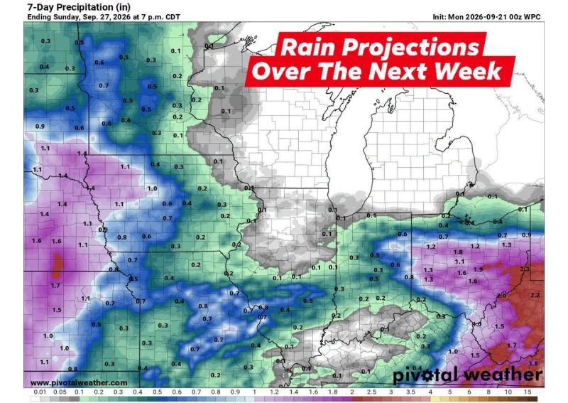 Illinois Shifts Into Drier Fall Pattern With Only a Few Showers Monday and Tuesday Then Seasonal Temperatures in the 60s and 70s