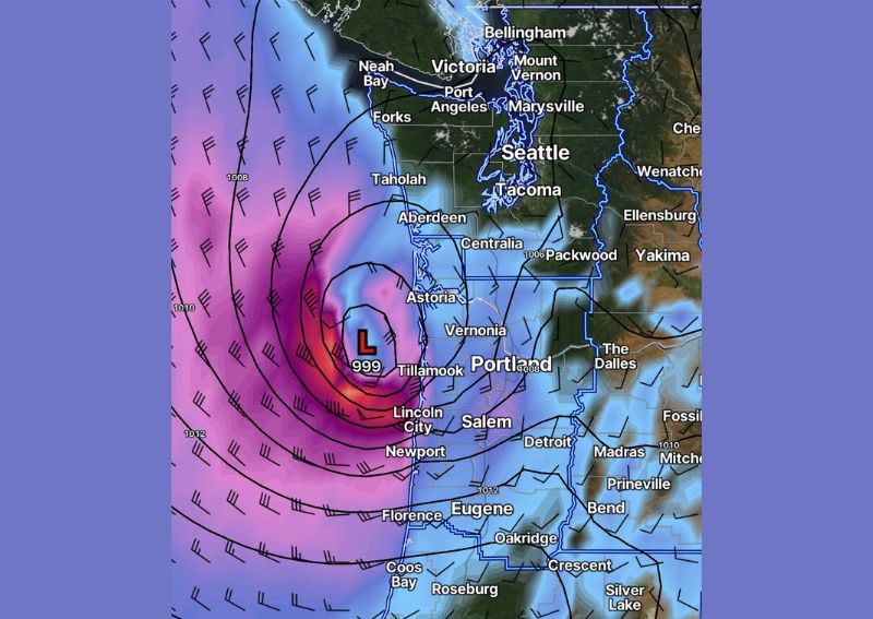Localized Windstorm With 60 MPH Gusts Possible for Northwest Oregon Coast and Parts of Southwest Washington State This Friday Morning Into Afternoon