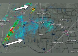 Long Awaited Cold Front Brings Storms Into Oklahoma and Arkansas This Sunday With Severe Warning West of Fayetteville and Heat Relief Ahead
