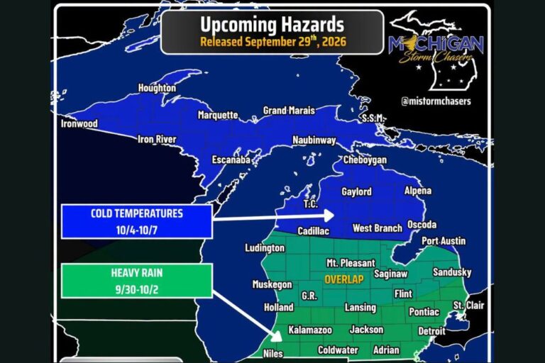 Michigan Faces Up to 3 Inches of Rain Through Friday From Polo Remnants Before Cold Air Brings Freezing Nights and Frost Next Week