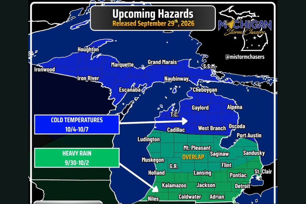 Michigan Faces Up to 3 Inches of Rain Through Friday From Polo Remnants Before Cold Air Brings Freezing Nights and Frost Next Week