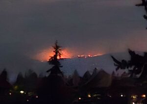Mount Jack Wildfire Glow on Vancouver Island British Columbia Once Again Visible From Port Angeles Washington Across the Strait Monday Night