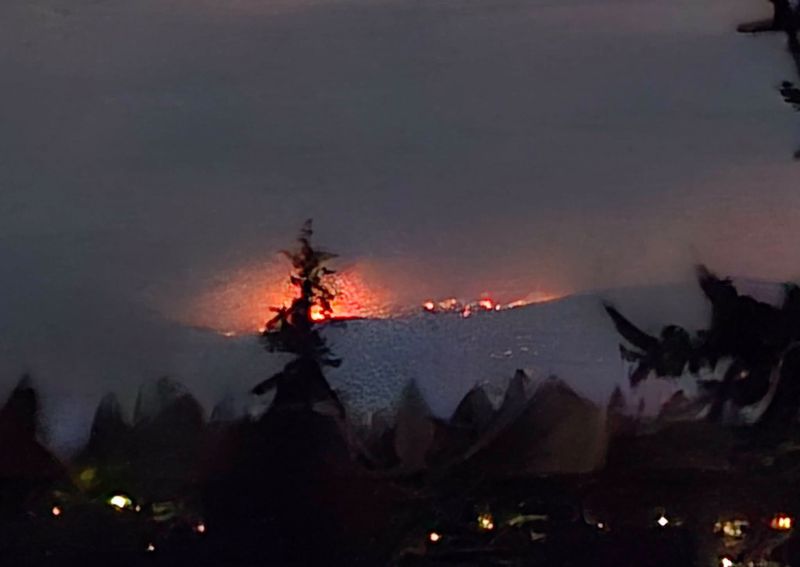 Mount Jack Wildfire Glow on Vancouver Island British Columbia Once Again Visible From Port Angeles Washington Across the Strait Monday Night