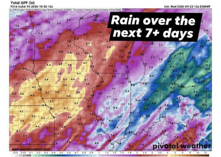 Multiple Rounds of Heavy Rain Target Northwest Illinois and Iowa Next Week With Flood Threats Building Tuesday Through Thursday