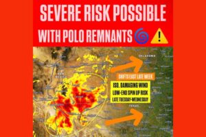 Remnants of Major Hurricane Polo Bring Flash Flooding and Low End Severe Storm Risk to New Mexico Texas and Oklahoma Late Tuesday Into Wednesday