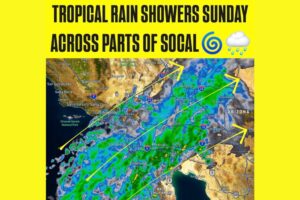 Tropical Showers Hit Southern California Sunday as Moisture From Hurricanes Polo and Odalys Brings Humid Air and Light Rain to Hills and Deserts