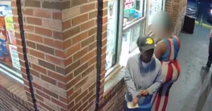 Security camera view of a Dairy Queen counter where police say a quick-change scam took place
