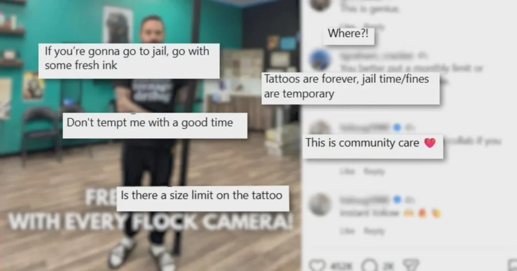 New Baltimore Tattoo Shop Owner’s Playful Flock Camera Offer Sparks a Viral Conversation About Surveillance, Property Damage and Public Trust