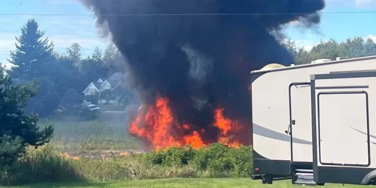 F-16 Pilot Ejects Safely Before Rural Michigan Crash Prompts Brief Evacuations in Grand Traverse County After Hazardous Chemical Spill