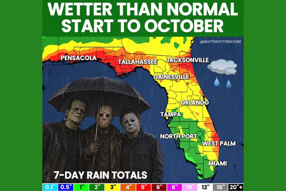 Florida Faces a Wetter Than Normal Start to October as Multiple Rounds of Rain Could Bring 6 Inches to the Panhandle and Jacksonville Area