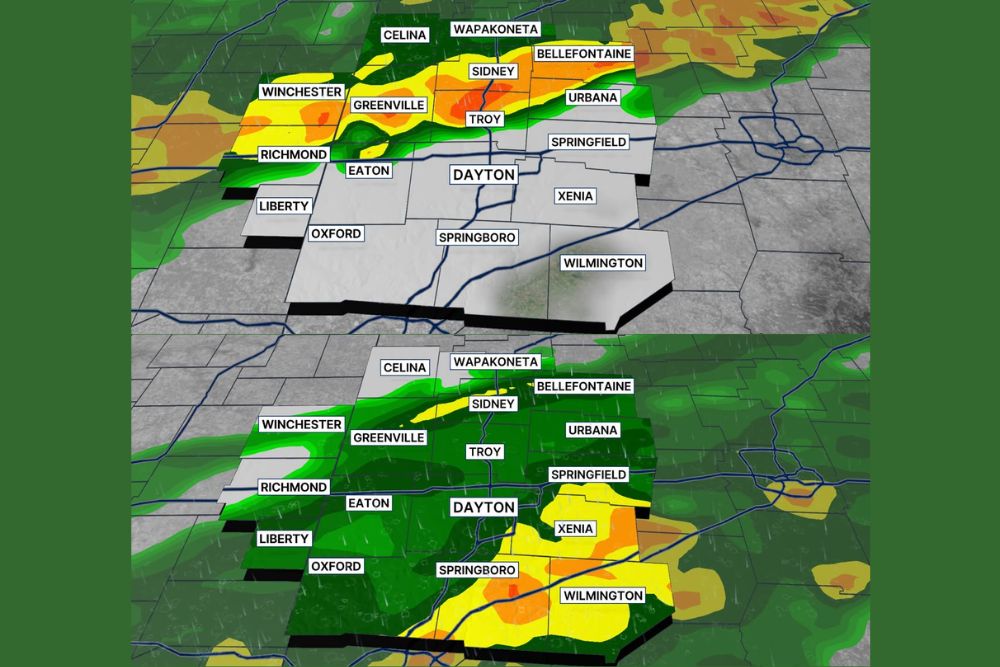Friday Rain Moves Across Dayton and the Miami Valley in Ohio and Indiana Before Cooler Drier Air Arrives in Time for Friday Night Football