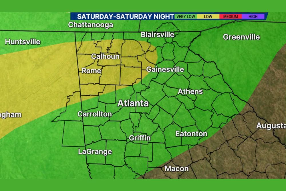 Heavy Rain Brings Flood Threat to North Georgia and Alabama This Weekend With 1 to 2 Inches and Isolated Totals Over 4 Inches