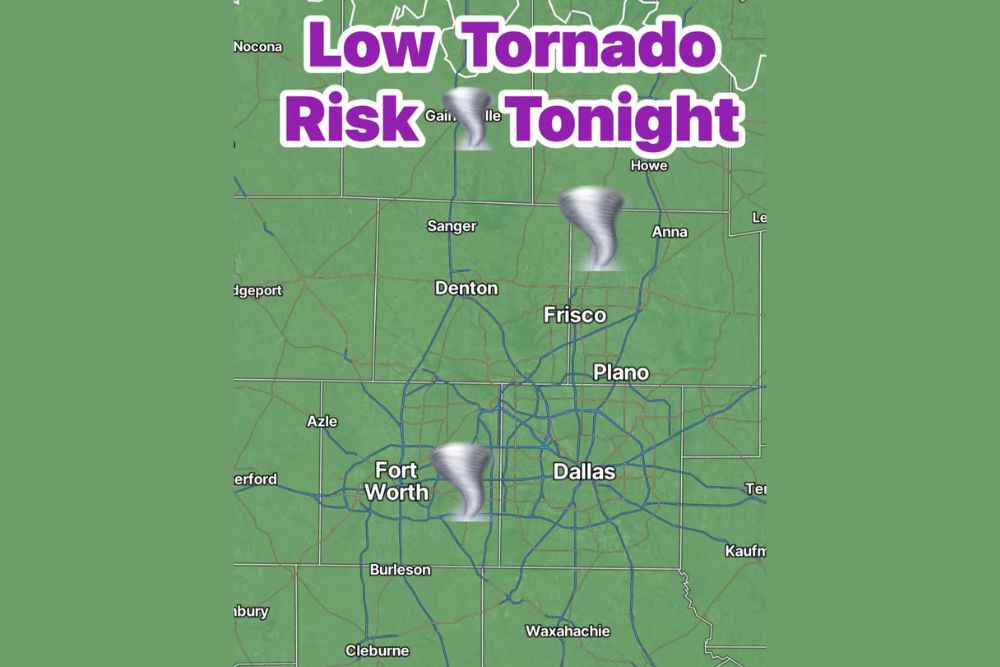 Storm Prediction Center Expands Low Tornado Risk Across North Texas Tonight as Heavy Rain and Flash Flooding Threaten Dallas and Fort Worth