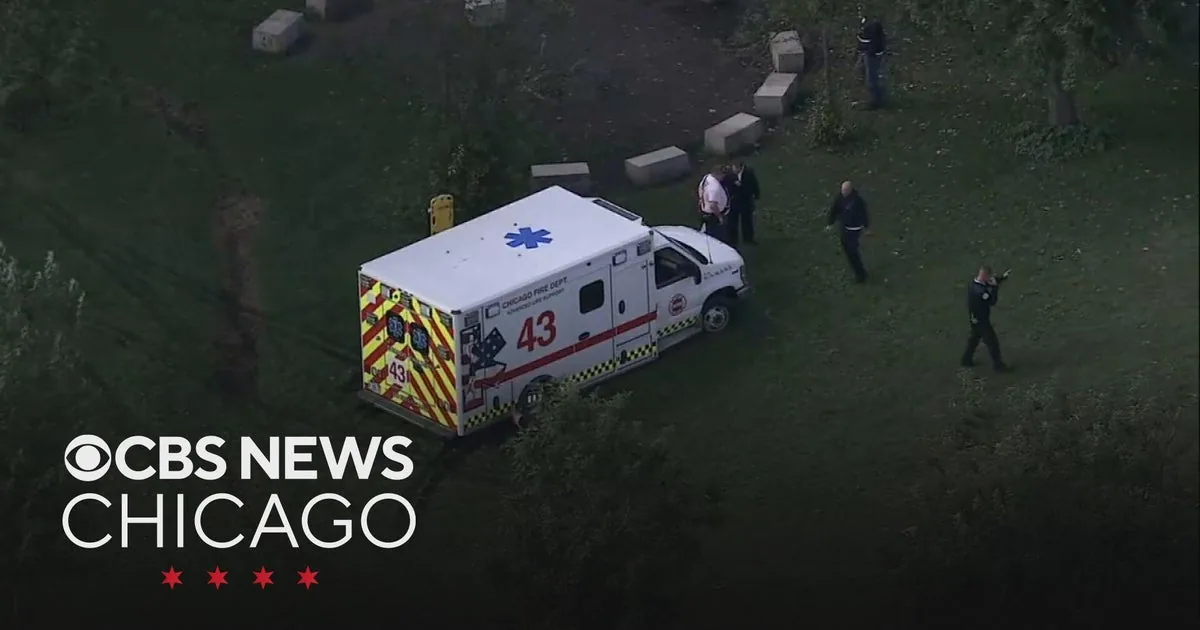 Emergency crews respond near the shoreline at Chicago’s Hollywood Beach after a woman was pulled from Lake Michigan